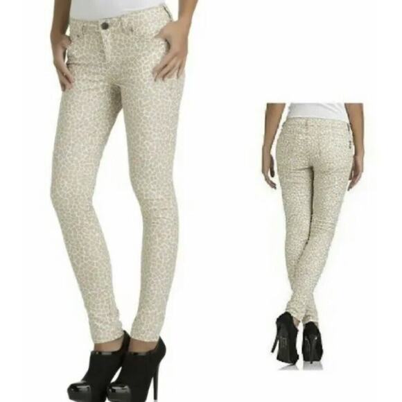 Kardashian Kollection Leopard Animal Print Stretch Pink SKINNY JEANS SIZE 8 - Picture 1 of 11